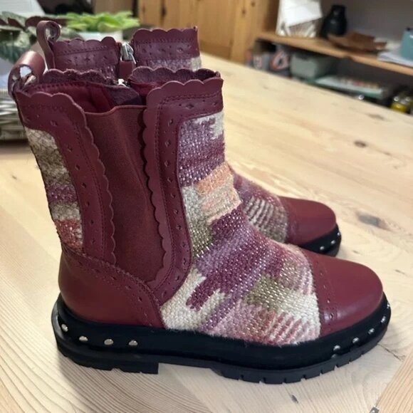 Free People Burgundy and Multicolor Knit Ankle Boots - Picture 10 of 11